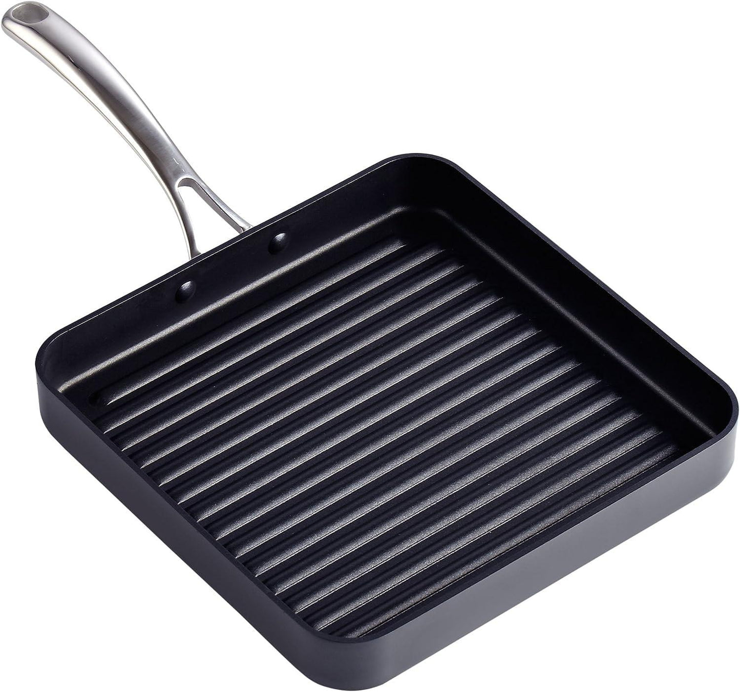 Cooks Standard Nonstick Square Grill Pan 11 x 11-Inch, Hard Anodized Grilling Skillet Pan Cookware for Camping, Home Use - CookCave