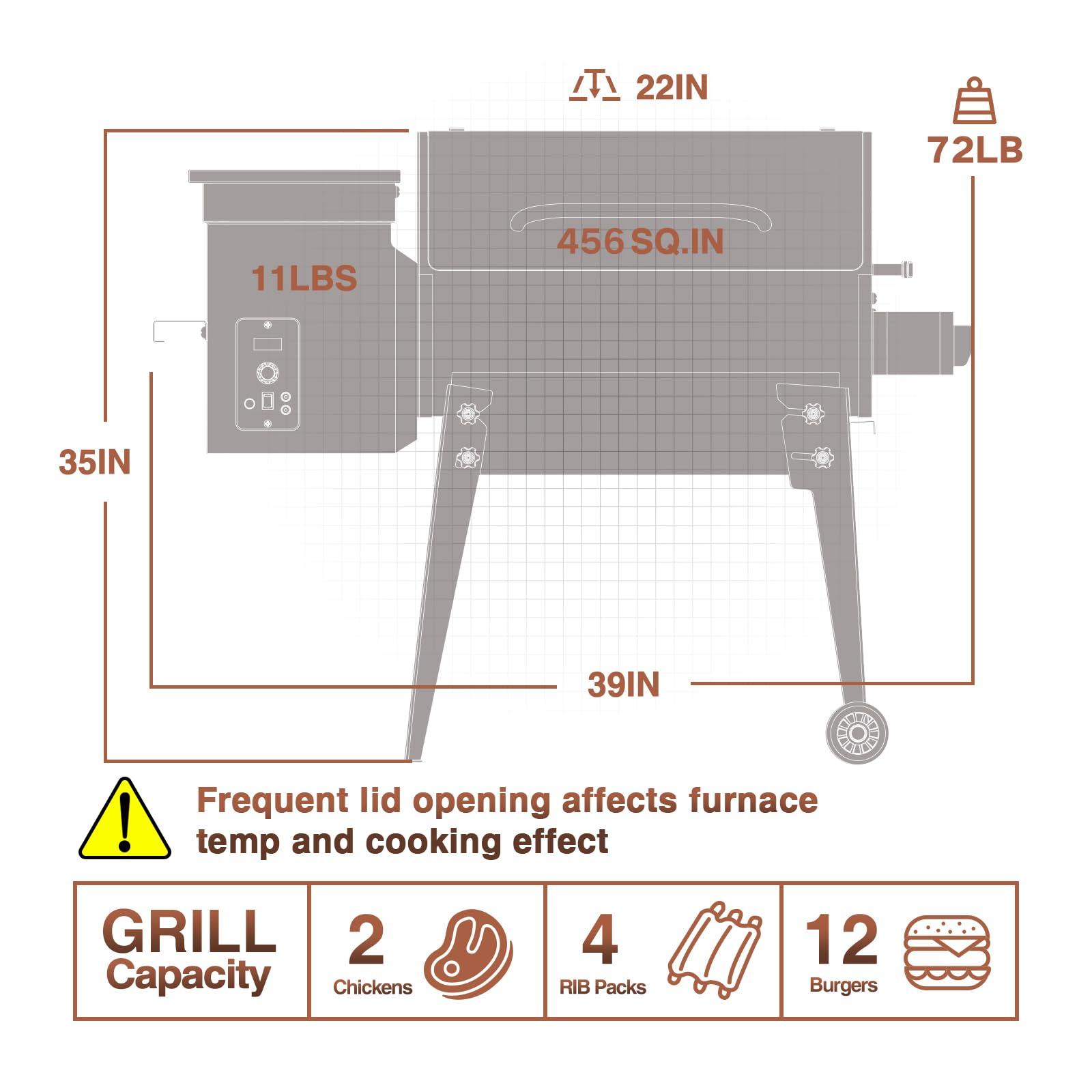 KingChii 2023 Upgrade Portable Wood Pellet Grill Multifunctional 8-in-1 BBQ Grill with Automatic Temperature Control Foldable Leg for Backyard Camping Cooking Bake and Roast, 456 sq in Bronze - CookCave