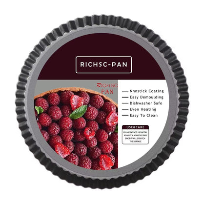 RICHSC-PAN Tart Pan 10 Inch Tart Pan Carbon Steel Round Non-Stick Pan Quiche Pan With Removable Chassisor For Mousse Cakes, Kitchen Reusable Baking Tools With A Depth Of 1.18 Inches - CookCave