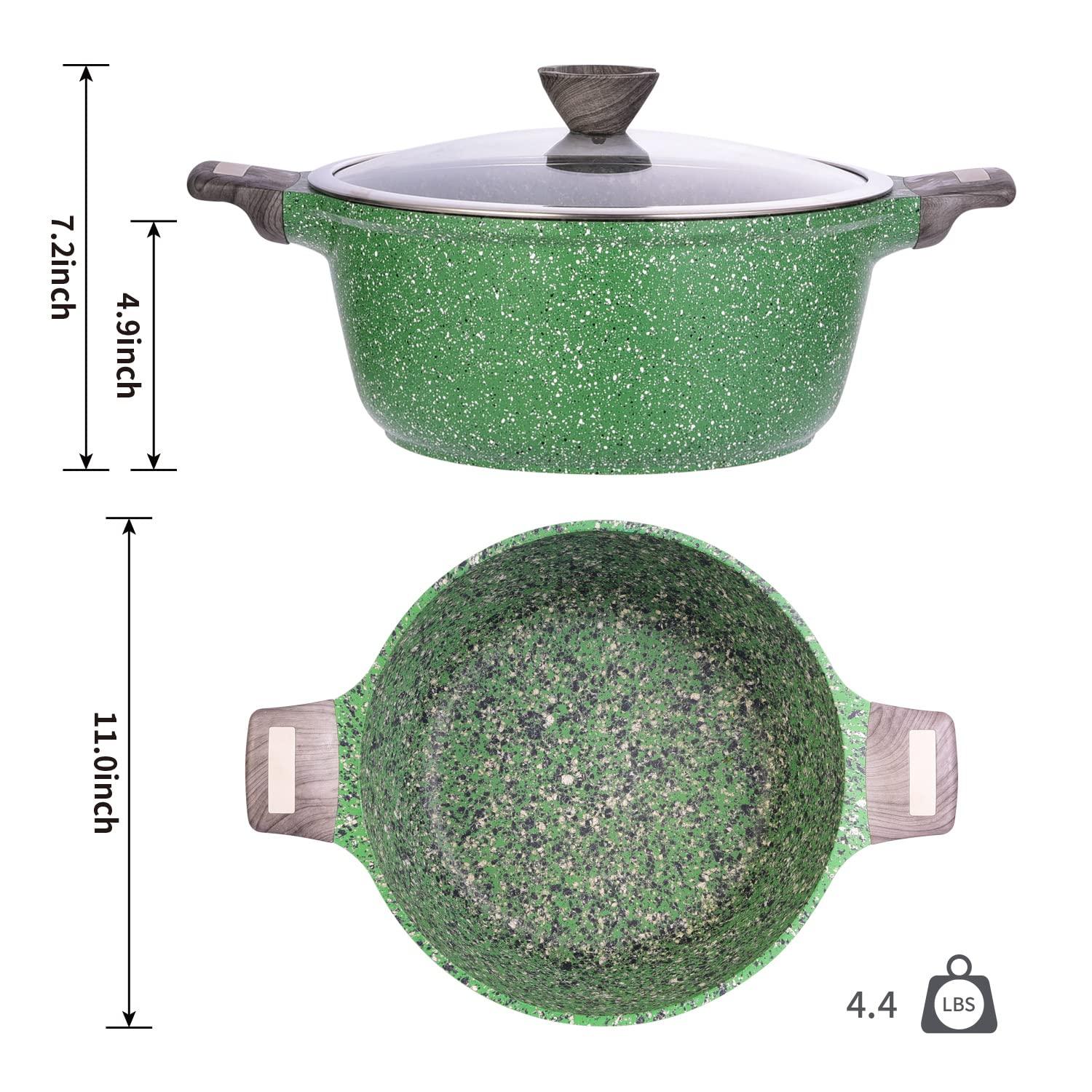 6 Quart Stock Pot with Lid-Granite Nonstick Pasta Pot with Lid, Soup Pot with Double Handles-Non Toxic APEO & PFOA Free - CookCave