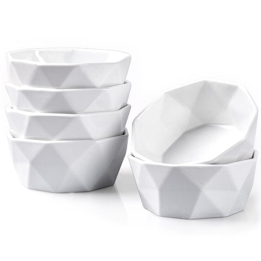 Delling Ramekins 4 oz Set, Creme Brulee Ramekins Oven Safe, Geometric Souffle Dishes Ramekins, Porcelain Ramekin for Baking Souffle Ramekins Bowls, Small Souffle Dishes Bowls Set of 6, White - CookCave