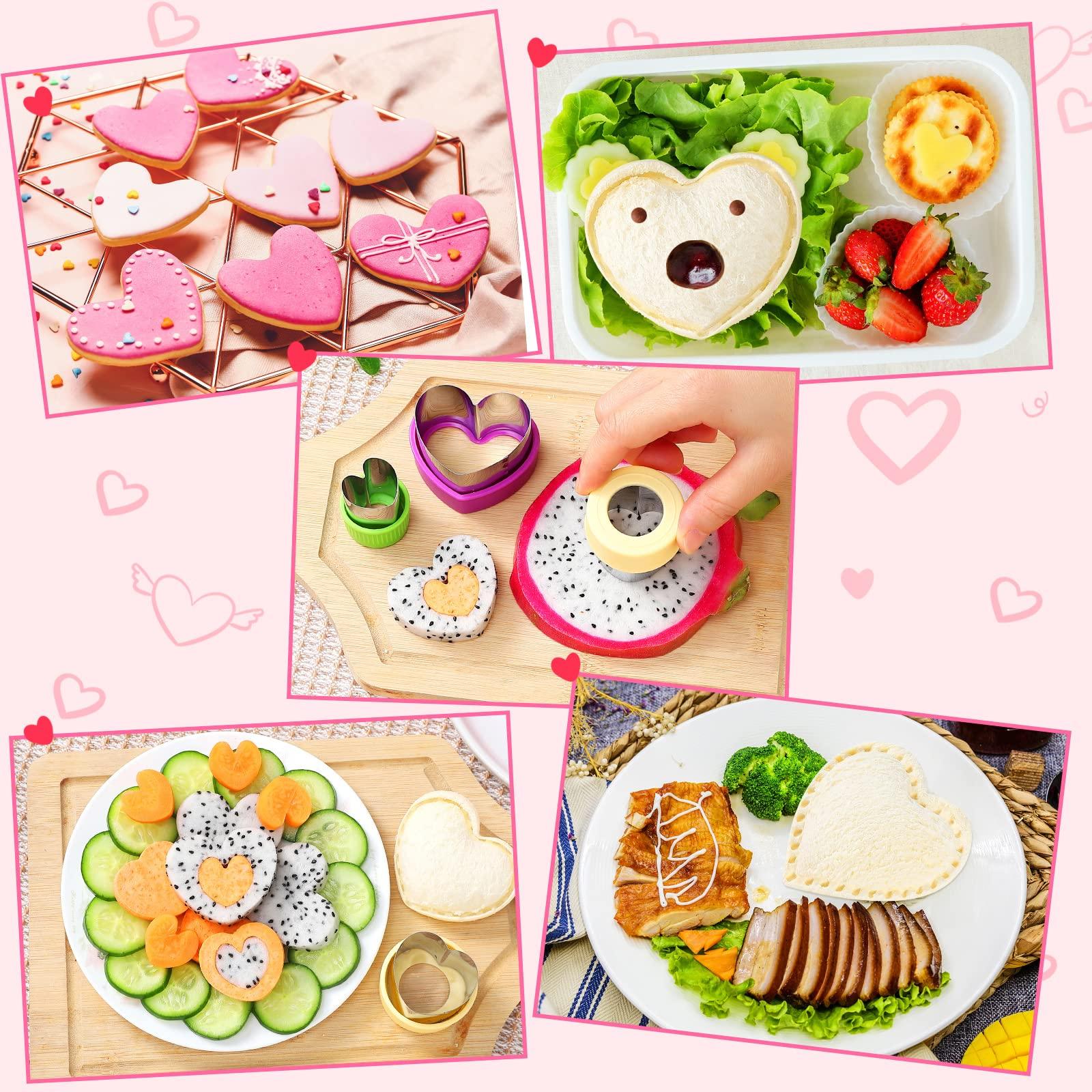 Heart Sandwich Cutter and Sealer,Heart Cookie Cutters 5 Pcs Valentine's Day Heart Shapes Stainless Steel Cookie Cutters Mold for Fruits Vegetables Cakes Biscuits and Sandwiches - CookCave