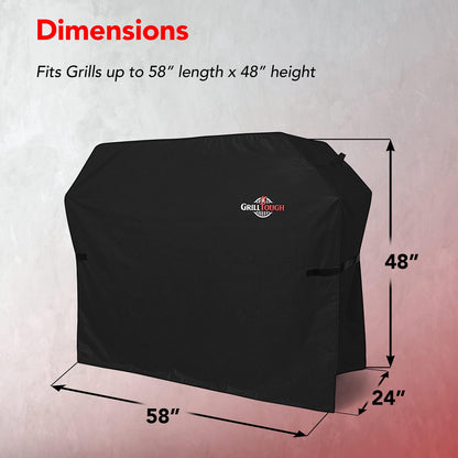 GrillTough Heavy Duty BBQ Grill Cover for Outdoor Grill, 58 Inch – Waterproof, Weather Resistant, UV & Fade Resistant with Adjustable Straps Gas Weber, Genesis, Charbroil, etc. Black - CookCave