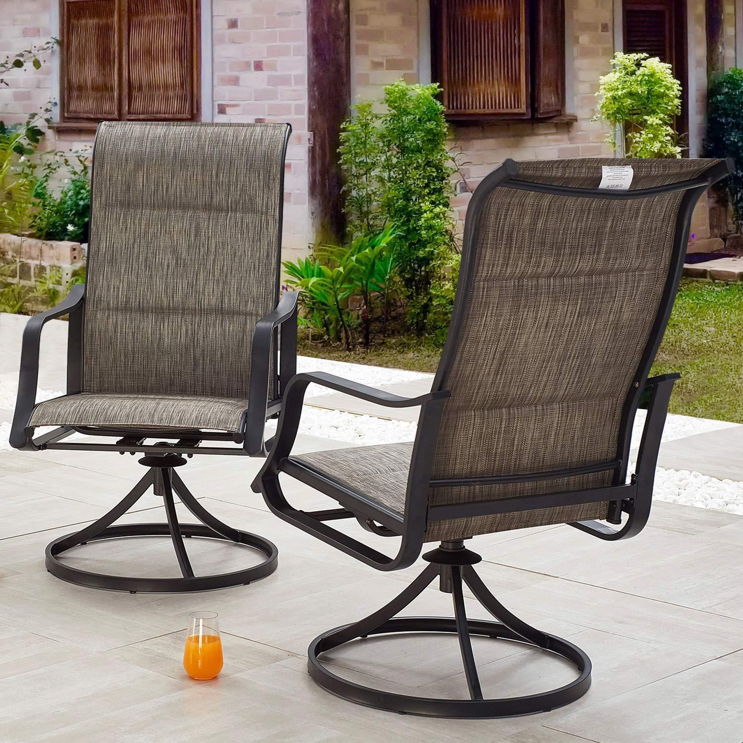 PatioFestival Patio Dining Chairs Set of 4 Textilene Outdoor High Back Swivel Rockers with All Weather Frame (Grey) - CookCave