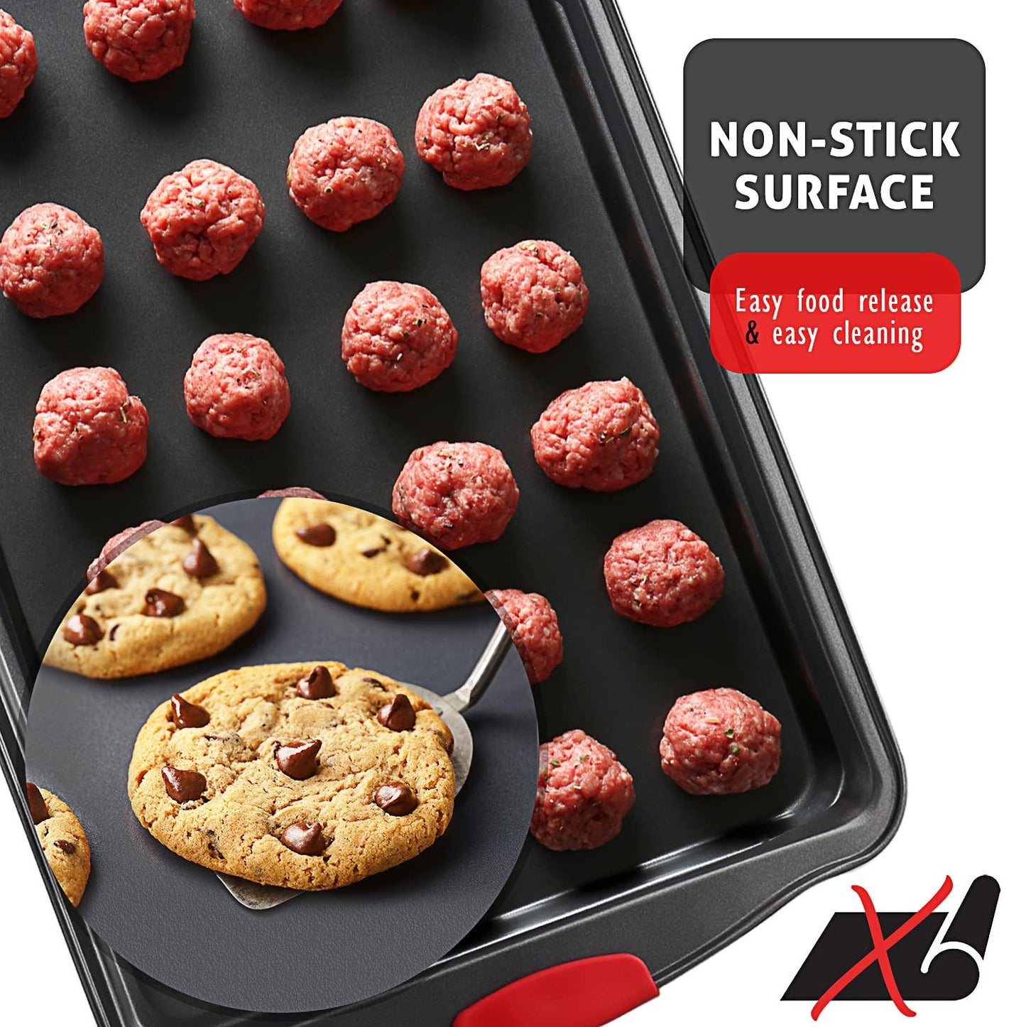 Baking Pan Set, 15 Piece Premium Nonstick Bakeware Sets BPA Free, Cookie Sheets Nonstick Steel Baking Sheets for Oven with Muffin Pan, Cake Pan & Kitchen Utensils - Black - CookCave