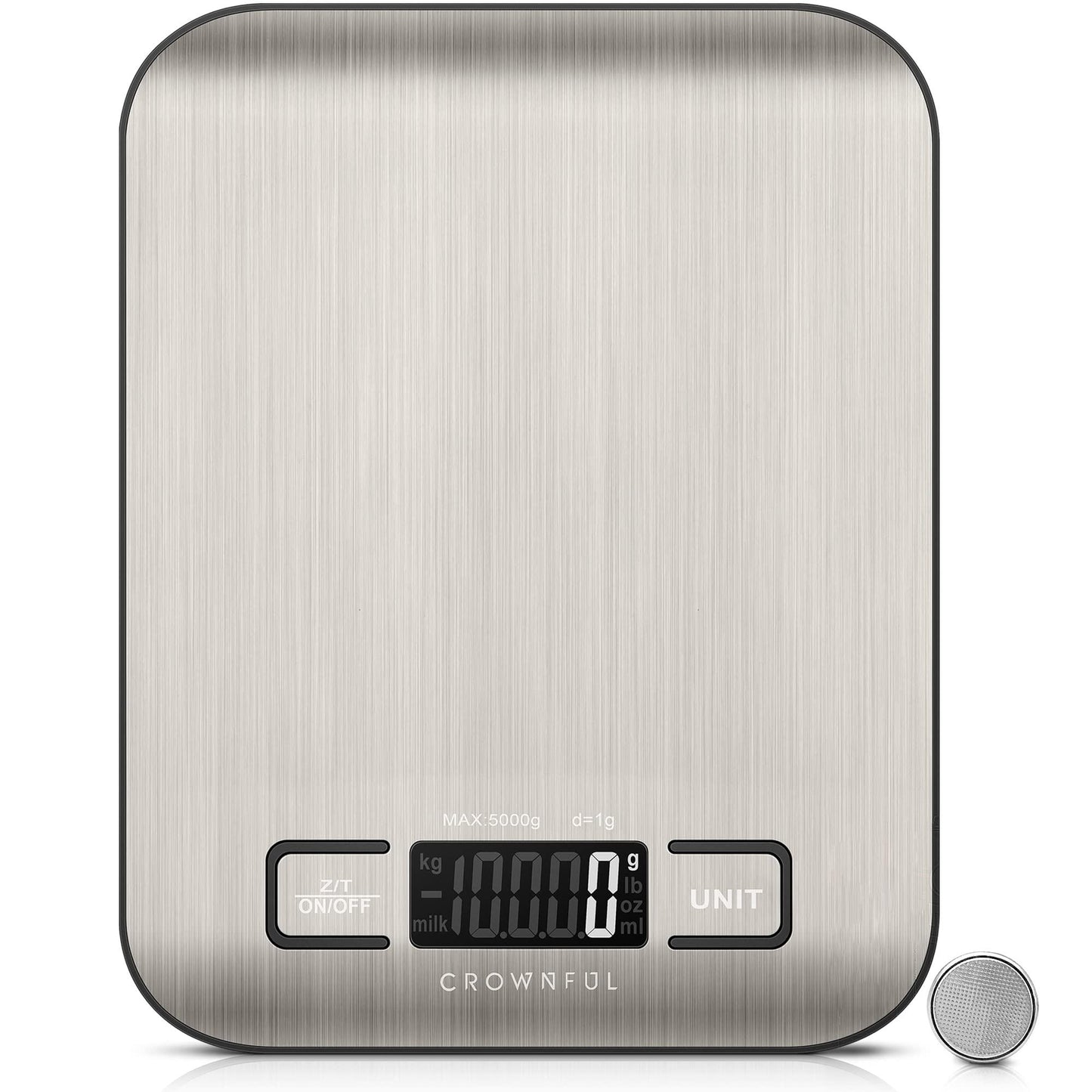 CROWNFUL Food Scale, 11lb Digital Kitchen Scales Weight Ounces and Grams for Cooking and Baking, 6 Units with Tare Function (Battery Included) - CookCave