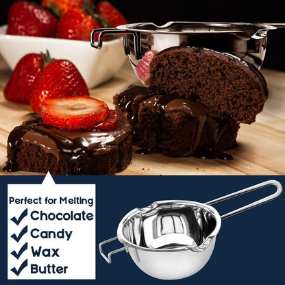 1000ML/1QT Double Boiler Chocolate Melting Pot,304 Stainless Steel Candle Making Kit, Melting Pot with Silicone Spatula for Melting Chocolate, Candy, Candle, Soap, Wax - CookCave