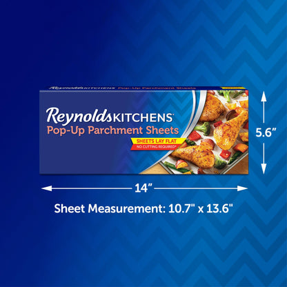 Reynolds Kitchens Pop-Up Parchment Paper Sheets, 10.7x13.6 Inch, 30 Sheets - CookCave