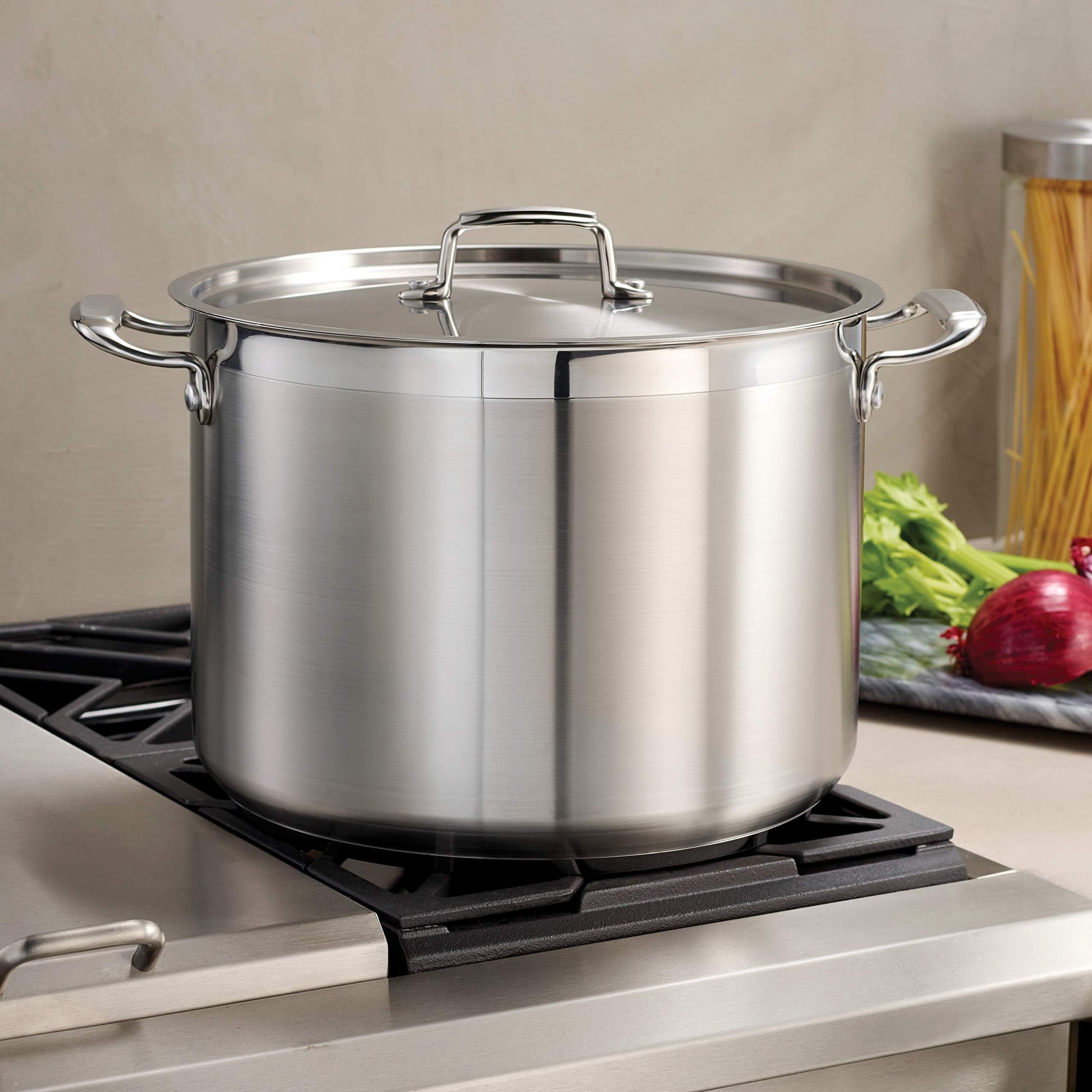 Tramontina Covered Stock Pot Gourmet Stainless Steel 16-Quart, 80120/001DS - CookCave