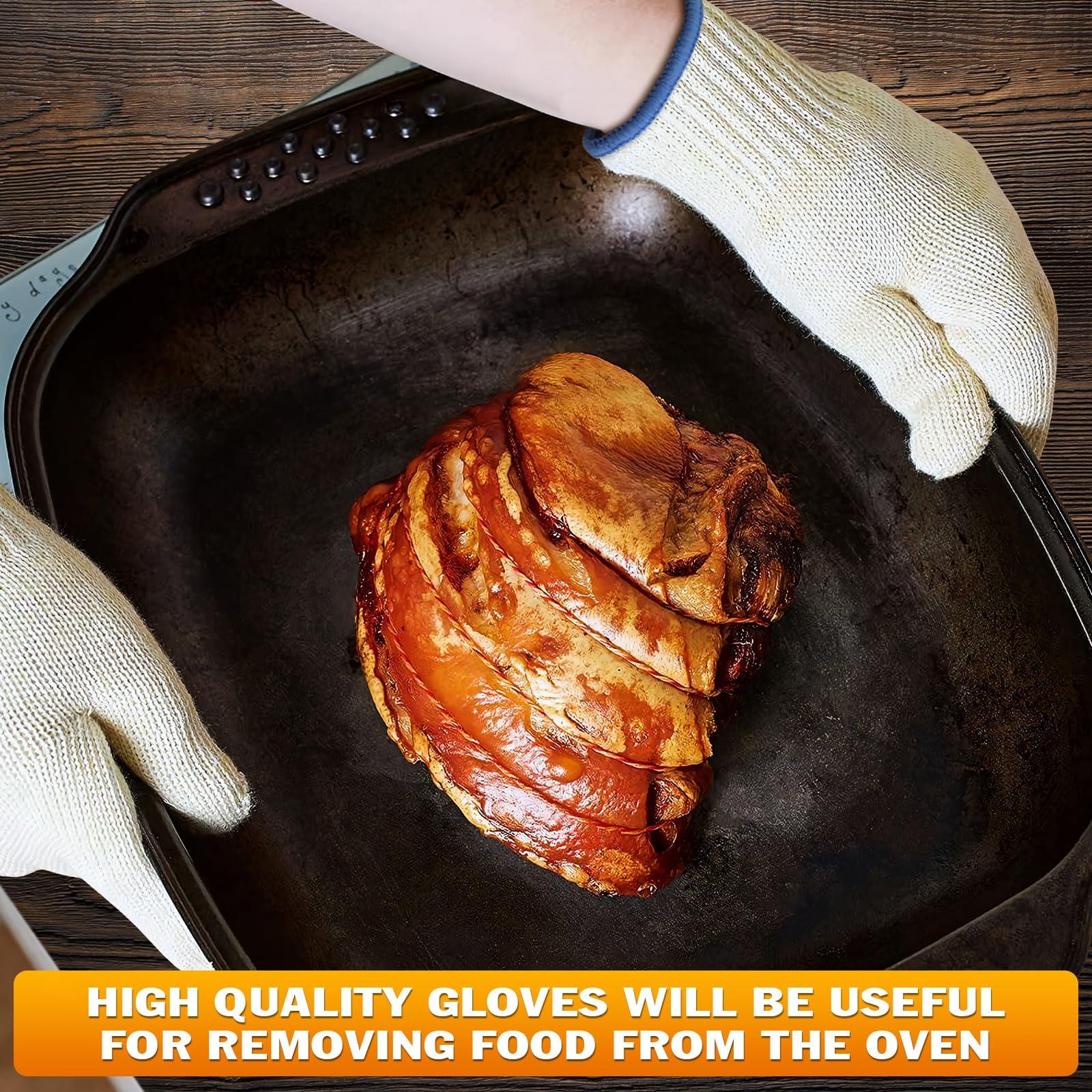 Heat Resistant Gloves for Cooking Accessories - Oven Gloves Kitchen Baking Supplies Cooking Gloves White Kitchen Accessories for Cooking Tools - Heat Resistant Gloves Cooking Essentials White Gloves - CookCave