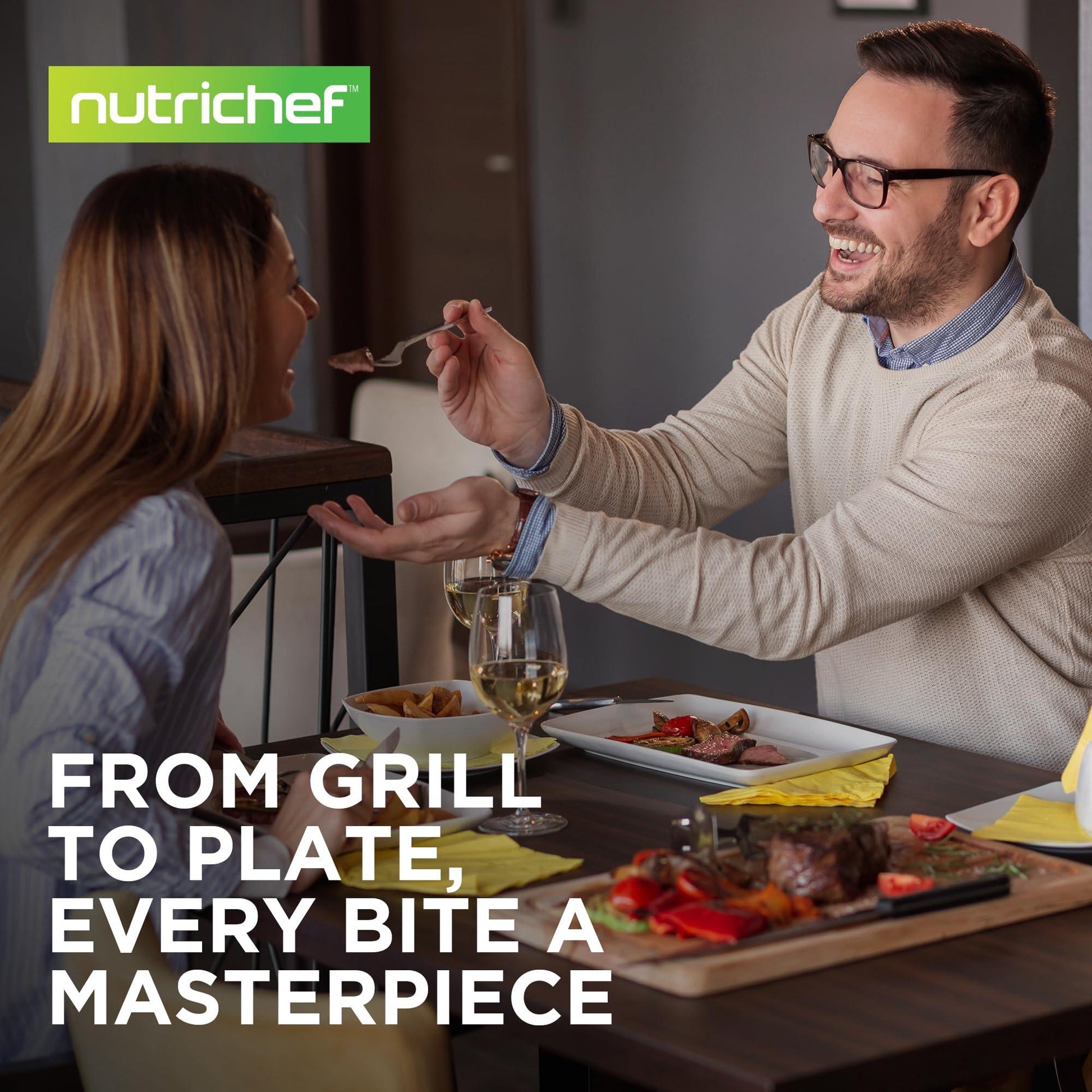 NutriChef Nonstick Stove Top Grill Pan - PTFE/PFOA/PFOS Free 11" Hard-Anodized Non stick Grill & Griddle Pan - Kitchen Cookware,High Ridges, Strong Riveted Handles, Dishwasher Safe NCGRP38 - CookCave