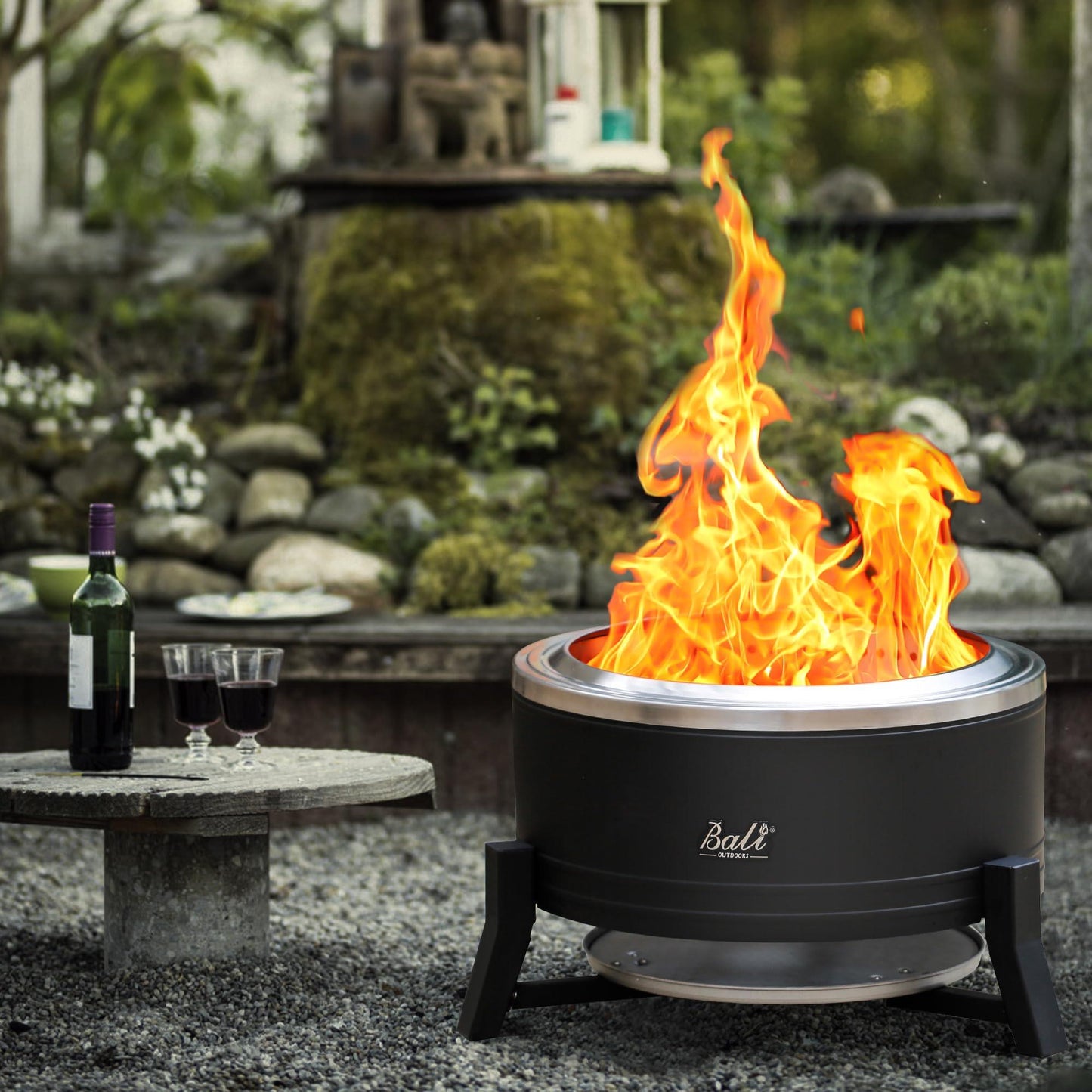 BALI OUTDOORS Smokeless Fire Pit Wood Burning Pellet Firepits with Ash Pan, 22inch Portable Fire Pit Low Smoke Bonfire Fire Pit for Outside Picnic Camping Patio Backyard - CookCave