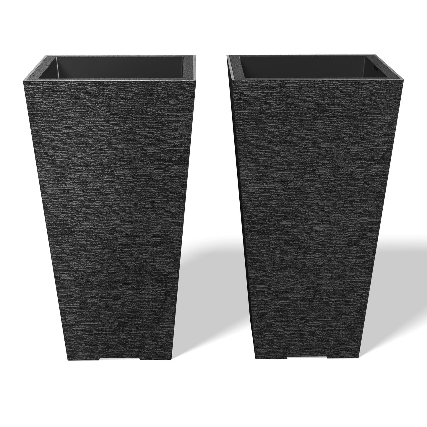 Kante 22 Inch Tall Planter Set of 2, Large Taper Planter for Outdoor Indoor Garden Patio Front Door (Black) - CookCave