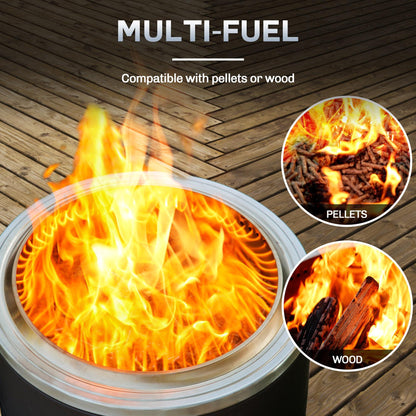 BALI OUTDOORS Smokeless Fire Pit Wood Burning Pellet Firepits with Ash Pan, 22inch Portable Fire Pit Low Smoke Bonfire Fire Pit for Outside Picnic Camping Patio Backyard - CookCave