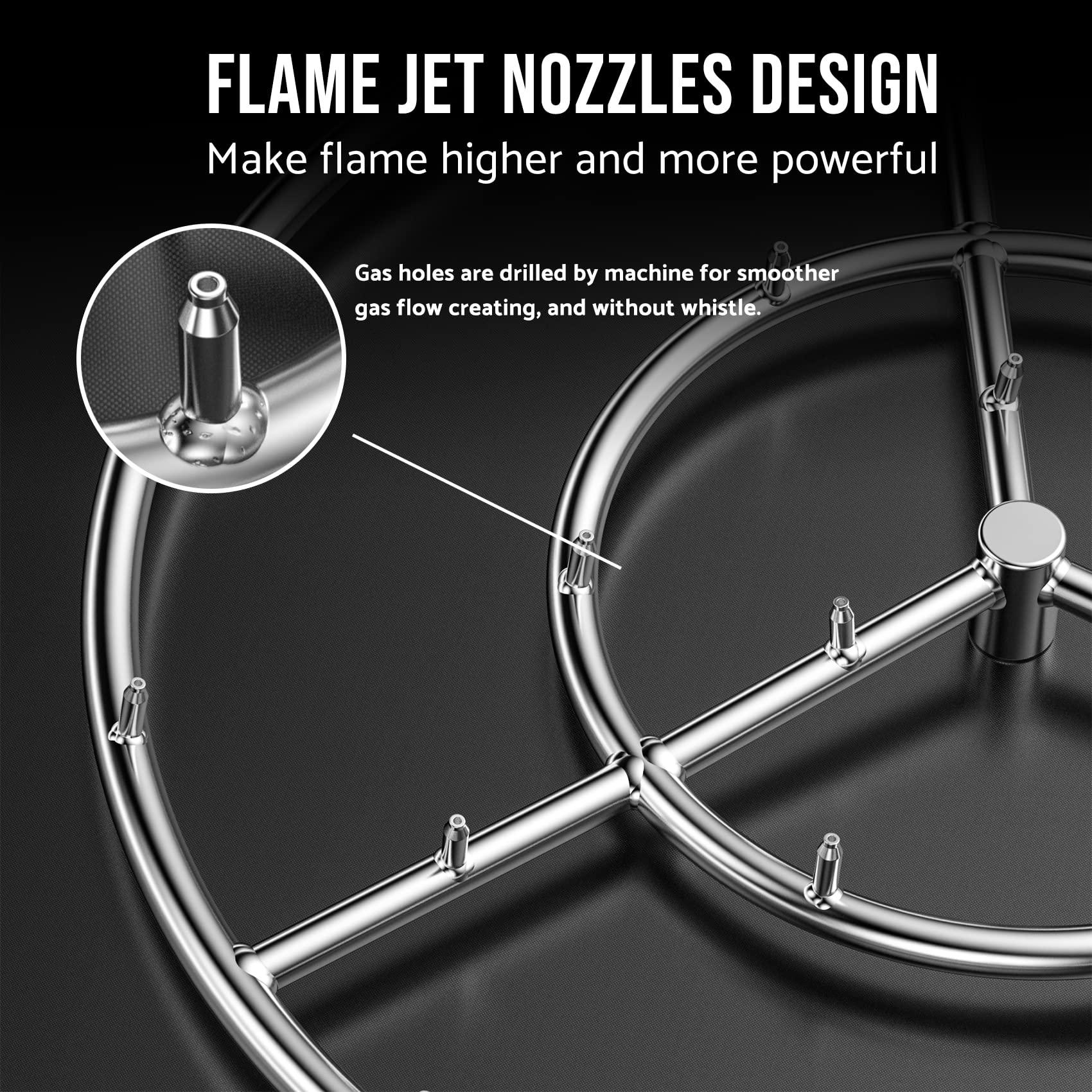 Skyflame 24-Inch Round Stainless Steel Fire Pit Jet Burner Ring, High Flame - CookCave