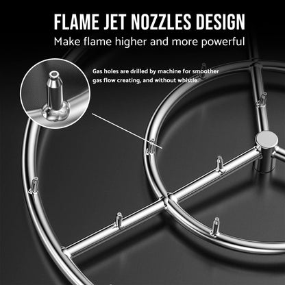 Skyflame 24-Inch Round Stainless Steel Fire Pit Jet Burner Ring, High Flame - CookCave