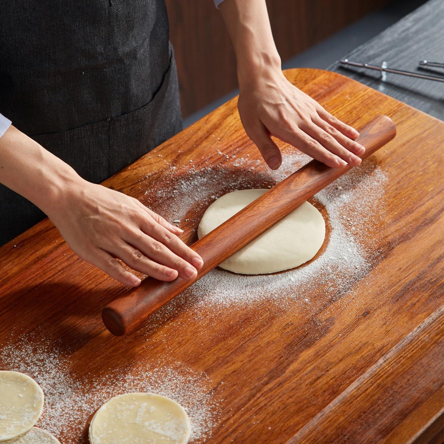 Vinoil Rosewood Rolling Pin with Pastry Mat Set for Dough, 16 inch French Wood Roller for Baking Pizza, Pie and Cookie - CookCave