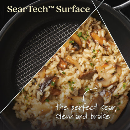 Anolon X SearTech Aluminum Nonstick Cookware Saucier with Lid, 2.5 Quart, Super Dark Gray - CookCave