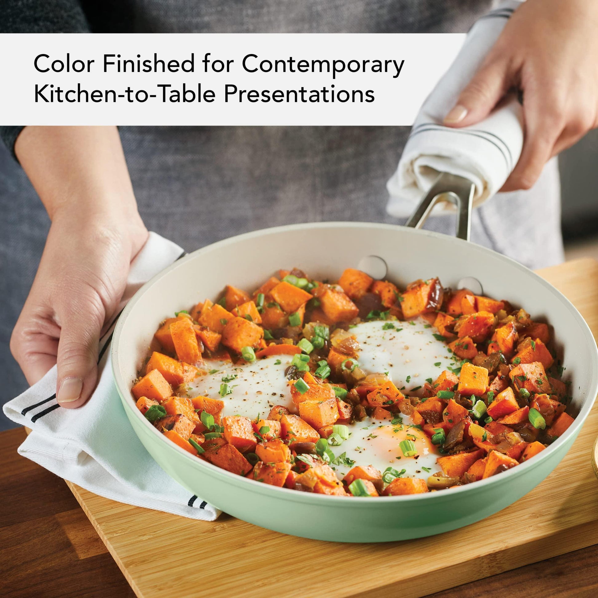 KitchenAid Hard Anodized Ceramic Ceramic Nonstick Cookware Pots and Pans Set, 9 Piece - Pistachio - CookCave