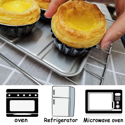 Xstronq Egg Tart Molds 12PCS Tart Pan, Mini Carbon Steel Non Stick Tart Pans, Tart Molds For Baking (2.6 inch) - CookCave