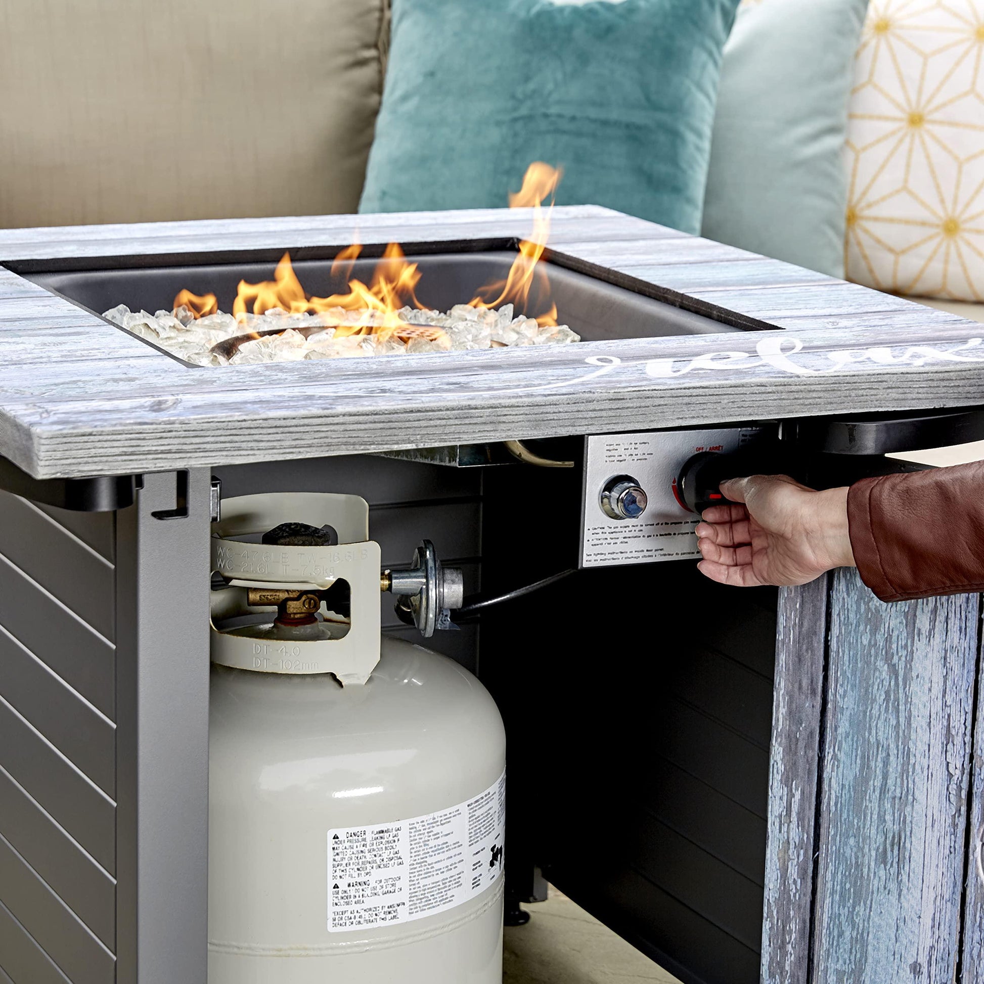 Relax Gray 30” Square Gas Fire Table - CookCave