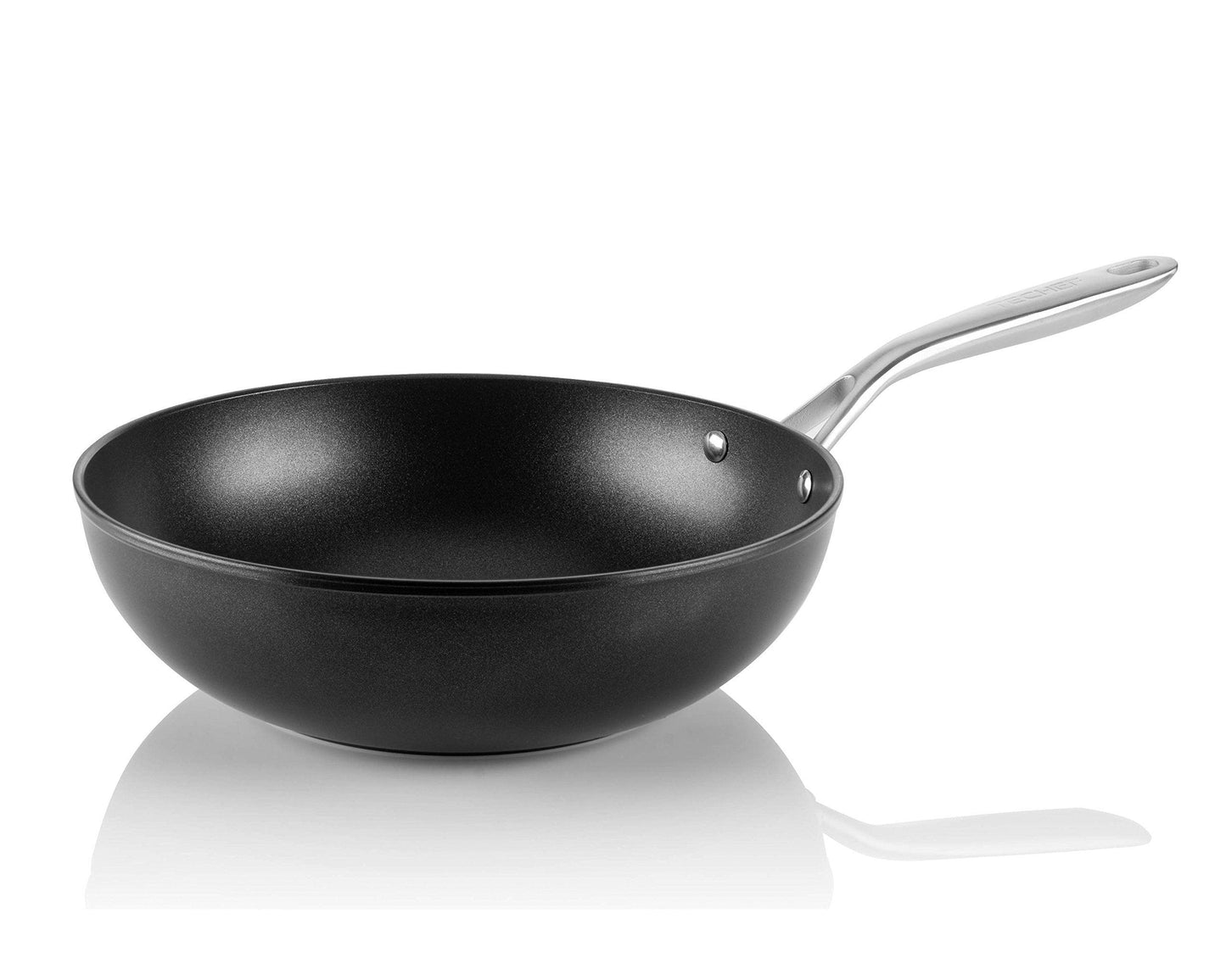 TECHEF - Onyx Collection, 12-Inch Nonstick Flat Bottom Wok/Stir-Fry Pan - PFOA Free, Dishwasher and Oven Safe, Made in Korea - CookCave