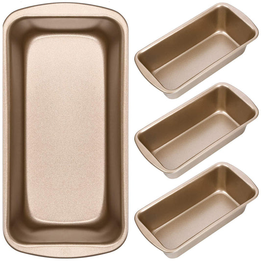 Non-Stick Loaf Pan Set, 4 Pieces Toast Baking Mold, Rectangle Baking Tray for Oven Baking (7.2 x 3.7 Inches) - CookCave