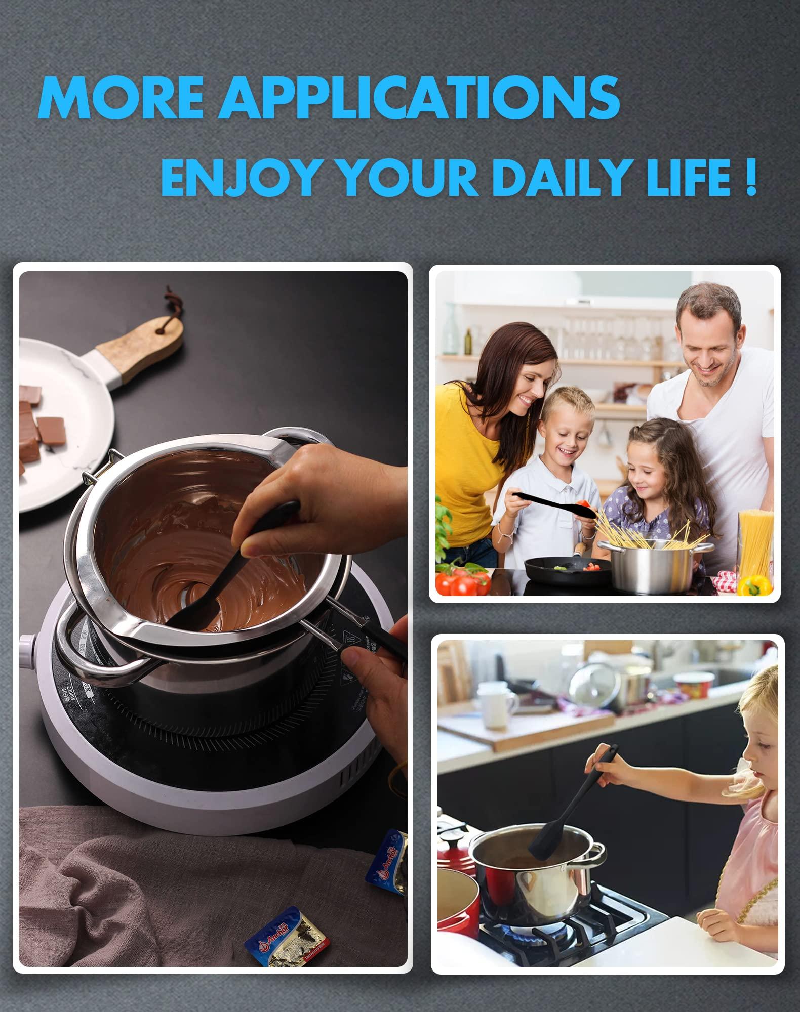 Double Boiler Pot Set,1200ML/1.1QT Double Boiler for Chocolate Melting, 2800ML/2.54QT 304 Stainless Steel Pot With Silicone Spatula for Melting Chocolate, Candy, Candle, Soap, Wax - CookCave