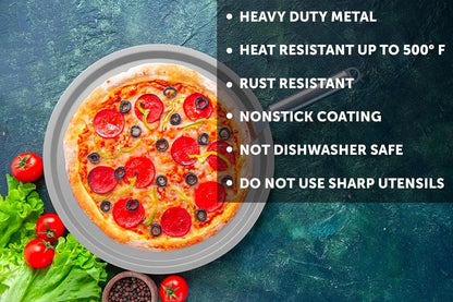 DecorRack 2 Serving Trays, 13 Inch Pizza Pans (Standard Aluminum) - CookCave