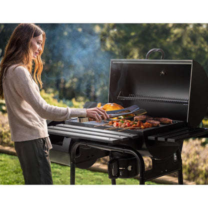 Flamaker Charcoal Grill Outdoor BBQ Grill with Side Oven & Thermometer Barbecue Grill Offset Smoker with Ash Catcher & Cover for Camping Picnics - CookCave