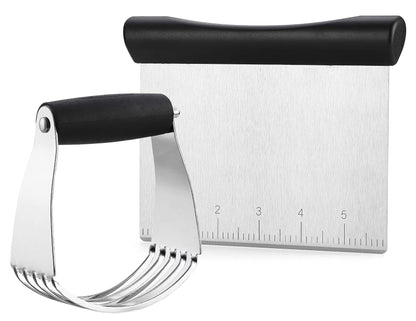 Spring Chef - Dough Blender and Pastry Cutter, Stainless Steel Nut, Pie, Pastry and Dough Cutter and Scraper, Multipurpose Baking Tools with Soft Grip Handles, Black - CookCave