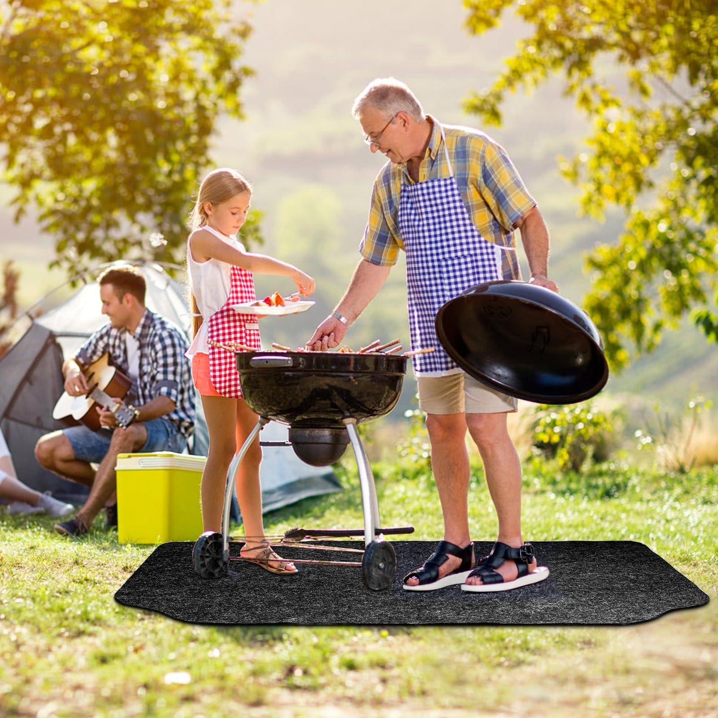 Fasmov 36 x 48 inches Under The Grill Protective Deck and Patio Mat, Under Grill Floor Mats to Protect Deck, BBQ Mat for Under BBQ, Absorbent Oil Pad Protector for Deck & Patio - CookCave