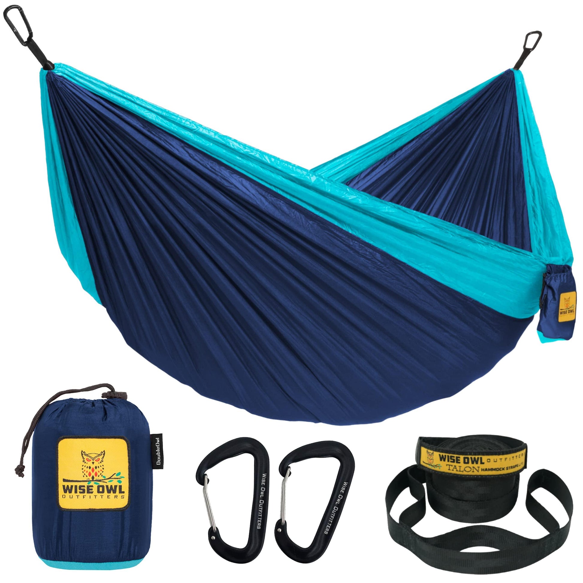 Wise Owl Outfitters Camping Hammock - Camping Essentials, Portable Hammock w/Tree Straps, Single or Double Hammock for Outside, Hiking, and Travel - CookCave