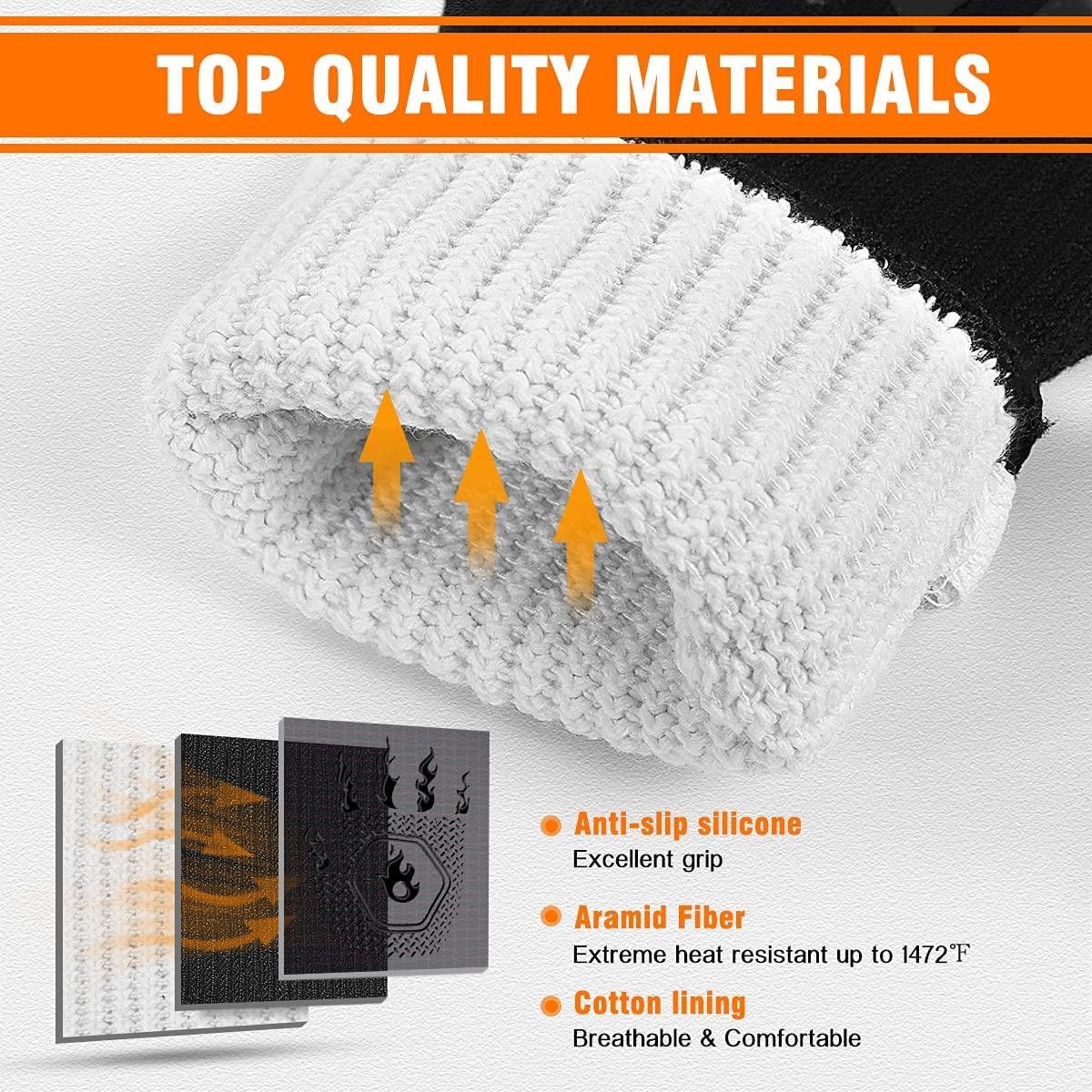 HAMITOR BBQ Grill Gloves Heat Resistant: 1472℉ High Temp Resistance Fireproof Glove for Grilling Smoking Barbecue - Washable Long Oven Mitts Extreme Hot Proof Mittens for Kitchen Cooking Baking - CookCave