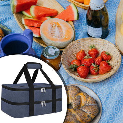 esouler Double Insulated Casserole Carrier Bag Hot & Cold Food Carrier Bag Lasagna Holder Lunch Bag for Picnics, Parties, Travel, Fits 9 x 13 Inches Casserole Dish-Blue - CookCave