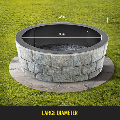 VBENLEM Fire Pit Ring 36-Inch Outer/30-Inch Inner Diameter, 10inch Height Fire Pit Insert 2.5mm Thick Heavy Duty Solid Steel, Fire Pit Liner DIY Campfire Ring Above or In-Ground for Outdoor - CookCave