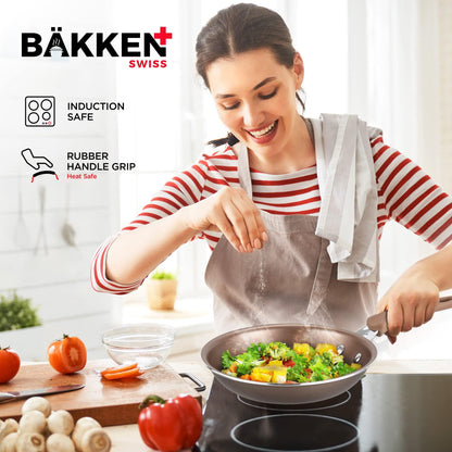 Cookware Set – 23 Piece –Gold Multi-Sized Cooking Pots with Lids, Skillet Fry Pans and Bakeware – Reinforced Pressed Aluminum Metal - Suitable for Gas, Electric, Ceramic and Induction by BAKKEN Swiss - CookCave