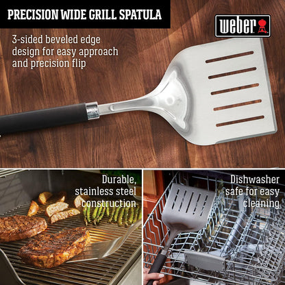 Weber Precision Grill Wide Spatula, Silver/Black, Large - CookCave