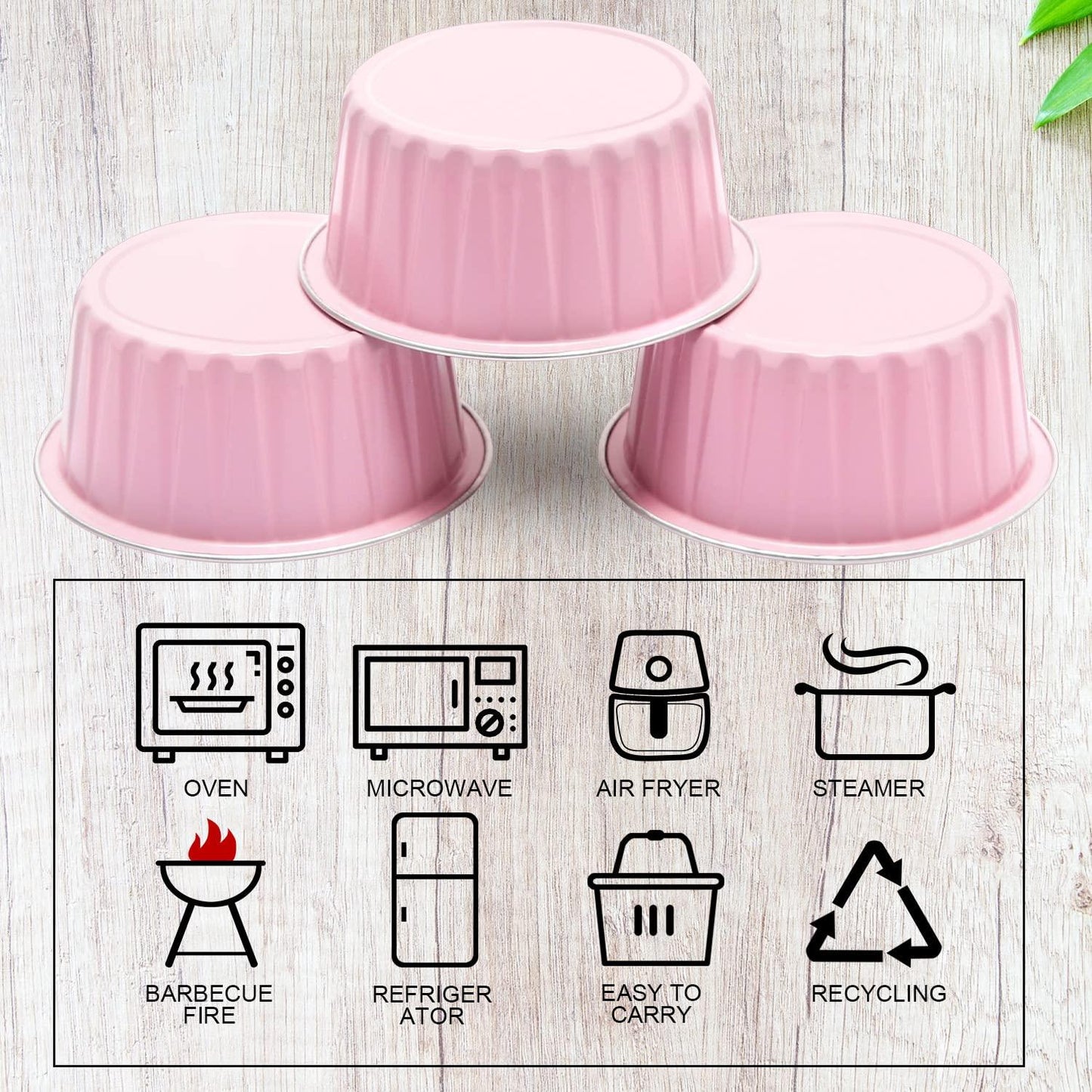 Jumbo Muffin Liners with Lids 50 Pack,Free-Air 5oz Aluminum Foil Cupcake Cups Muffin Tins,Disposable Ramekins Cupcake Baking Pans Cupcake Holders for Custard Mini Pie -Pink - CookCave