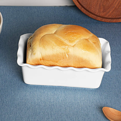 HAOTOP Porcelain Nonstick Baking Bread Loaf Pan, 8.5 x 5 Inch, White - CookCave