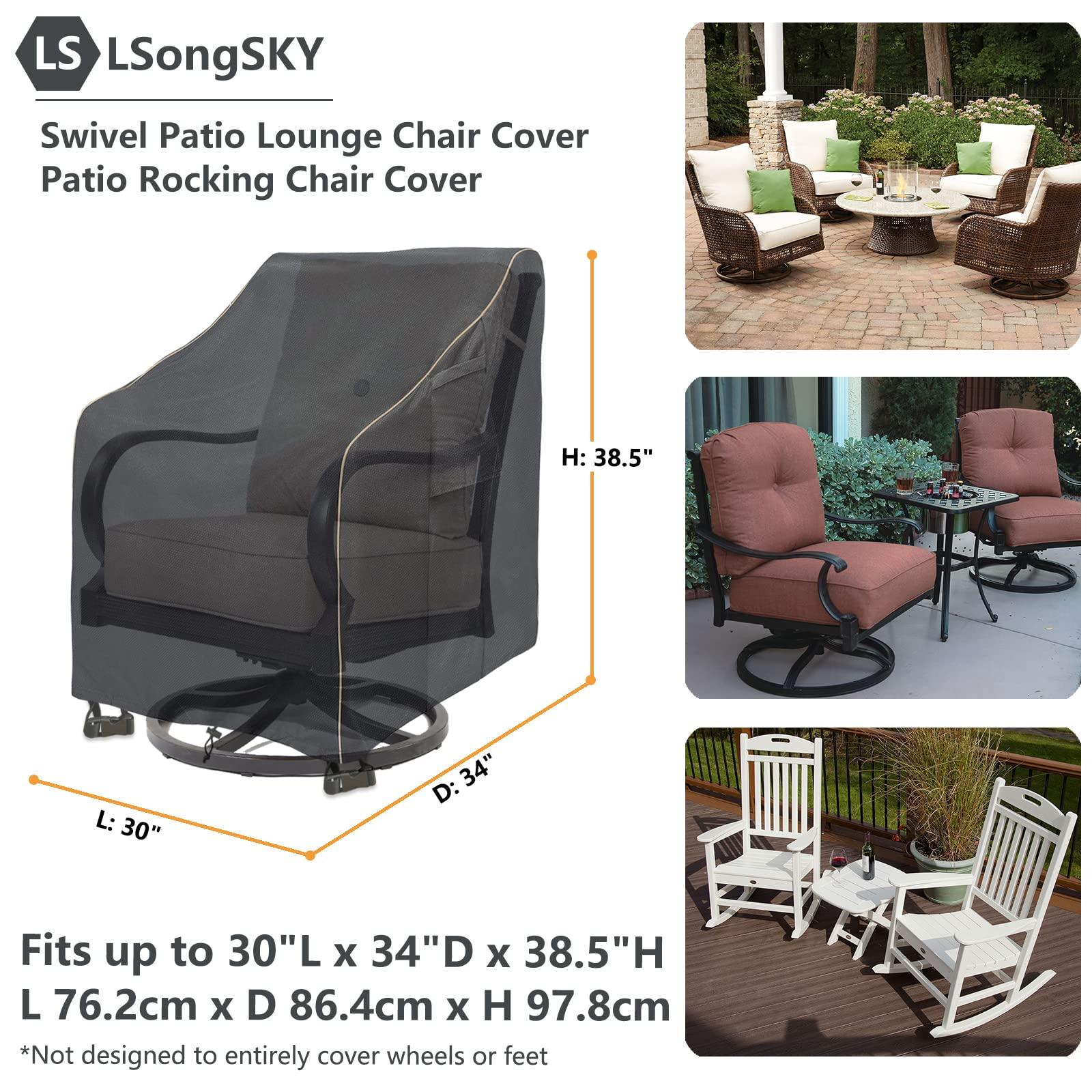 LSongSKY Outdoor Swivel Lounge Chair Cover 2 Pack,Waterproof Heavy Duty Outdoor Chair Covers,Patio Rocking Chair Covers For Outdoor Furniture,(30 W x 34 D x 38.5 H inches),Black - CookCave