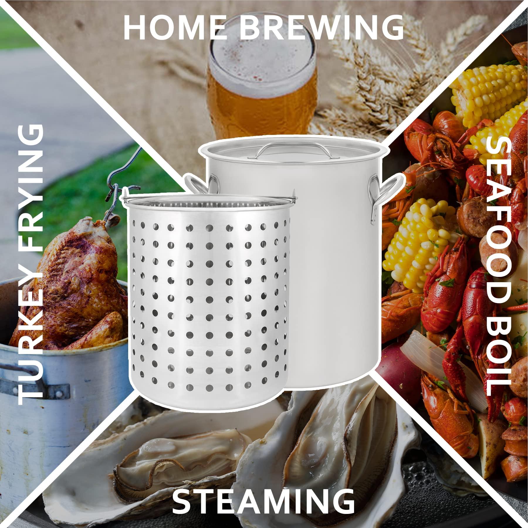 CONCORD 36 QT Stainless Steel Stock Pot w/Basket. Heavy Kettle. Cookware for Boiling (36) - CookCave