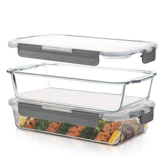 Superior Glass Casserole Dish with lid - 2-Piece Glass Bakeware And Glass Food Storage Set - 100% Leakproof Casserole Dish set with Hinged BPA-free Locking lids - Freezer-to-Oven-Safe Baking Dish Set. - CookCave