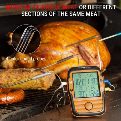 ThermoPro TP27 500FT Long Range Wireless Meat Thermometer for Grilling and Smoking with 4 Probes Smoker BBQ Grill Kitchen Food Cooking Digital Thermometer for Meat - CookCave