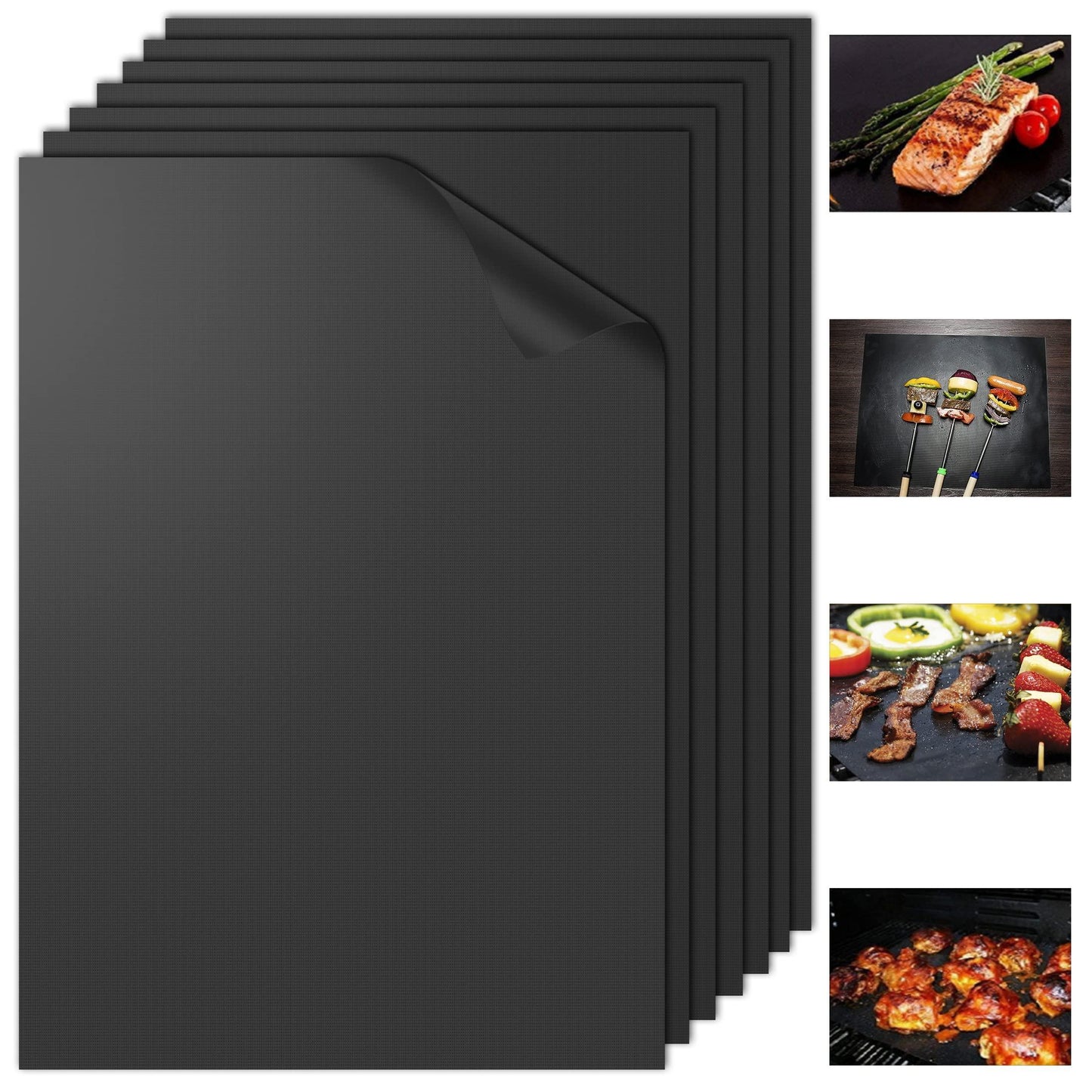 Smaid- Grill Mat Set of 7-Non-Stick BBQ Grill Mats&Baking Mats for Outdoor Gas Grill-Reusable,Heavy Duty and Easy to Clean-Works on Gas,Charcoal and Electric-15.75 * 13 Inch…… - CookCave