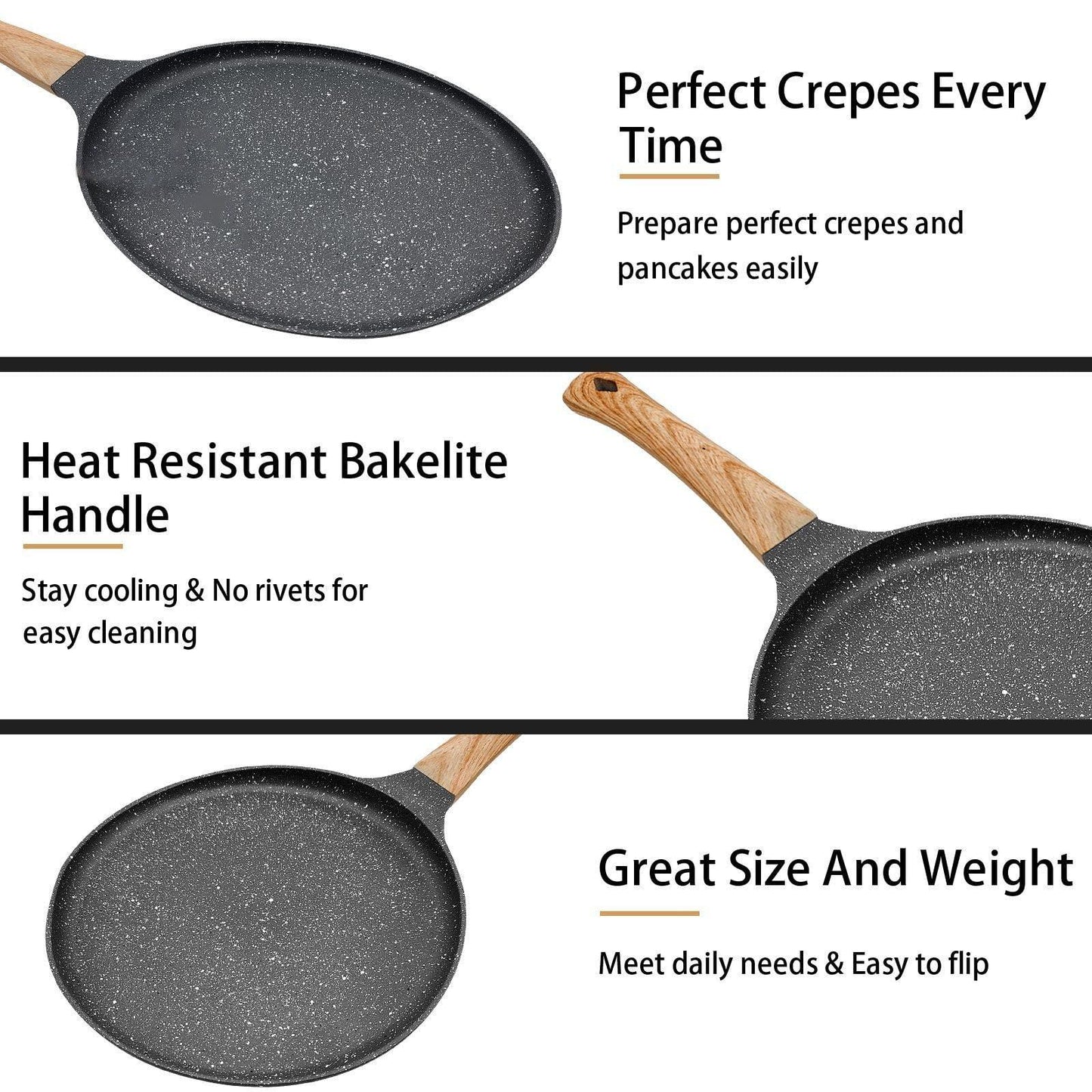 JUSTUP 11 Inch Nonstick Skillet Pan, Aluminum, Electric Stovetop Compatible, Suitable for Pancakes, Tortillas, Omelette, Egg Pan - CookCave