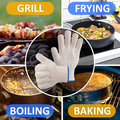 Heat Resistant Gloves for Cooking Accessories - Oven Gloves Kitchen Baking Supplies Cooking Gloves White Kitchen Accessories for Cooking Tools - Heat Resistant Gloves Cooking Essentials White Gloves - CookCave