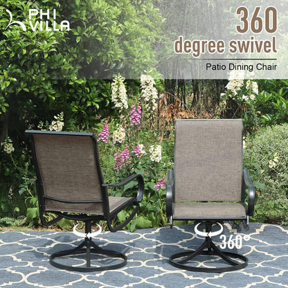 PHI VILLA Patio Swivel Dining Chairs Set of 4 Outdoor Kitchen Garden Metal Chair with Textilene Mesh Fabric, Patio Furniture Gentle Rocker Chair, Black Frame - CookCave