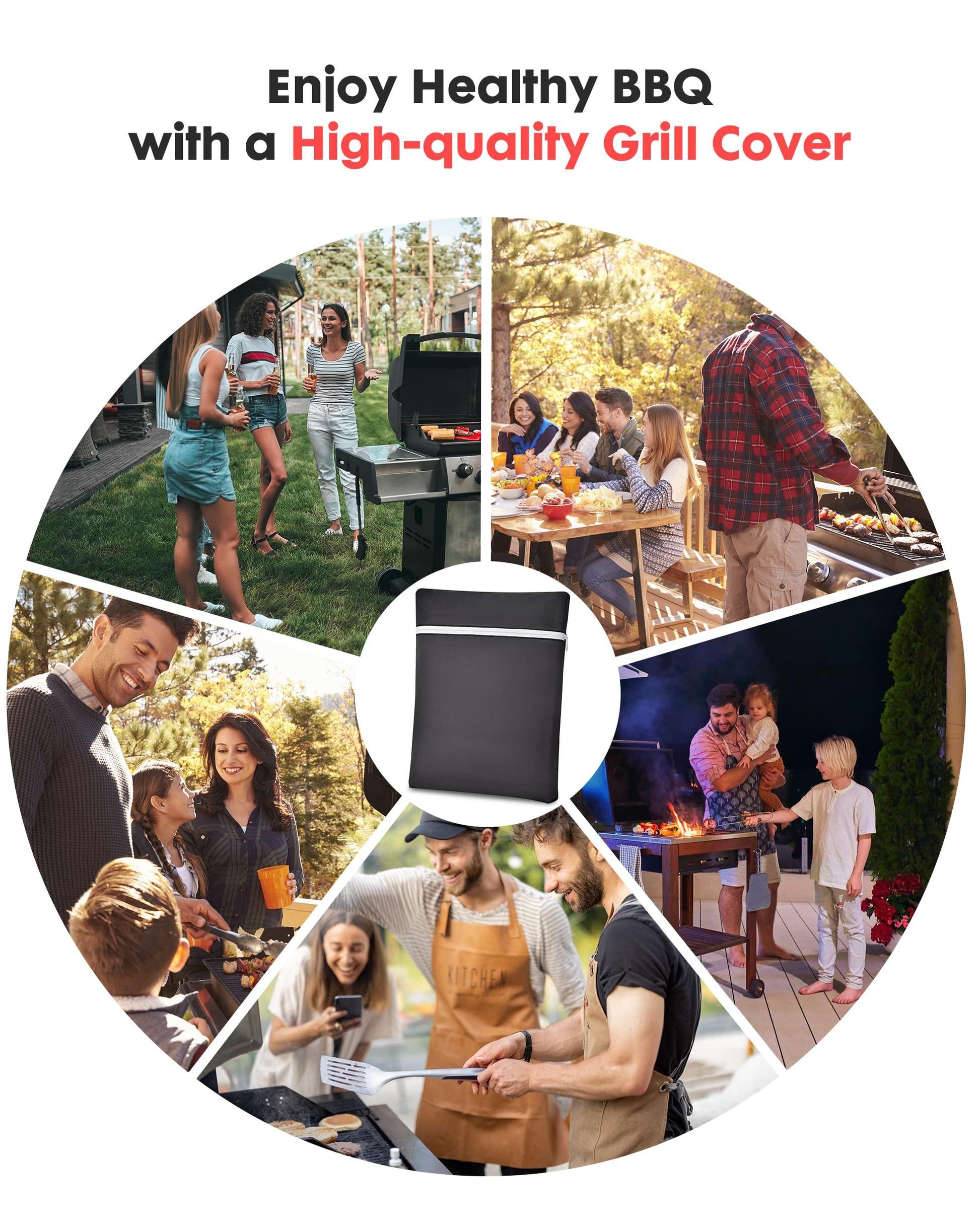 BBQ Grill Cover 58inch, EpicMelody Weather-Resistant Grill Cover for Outdoor Grill, Waterproof Barbecue Cover with Adjustable Drawstring, Rip-Proof Gas Grill Cover for Weber Nexgrill Grills and More - CookCave