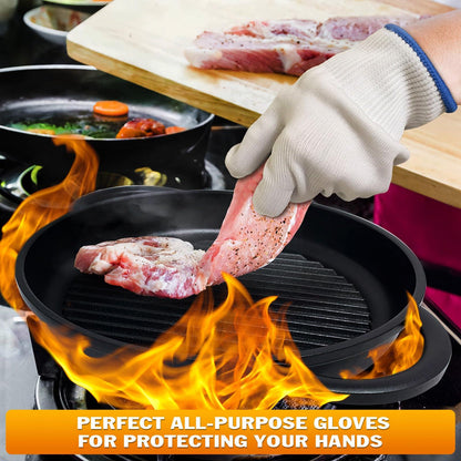 Heat Resistant Gloves for Cooking Accessories - Oven Gloves Kitchen Baking Supplies Cooking Gloves White Kitchen Accessories for Cooking Tools - Heat Resistant Gloves Cooking Essentials White Gloves - CookCave